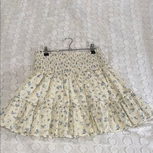 1. State Cream Bubble Mini Skirt Smocked Tiered Casual